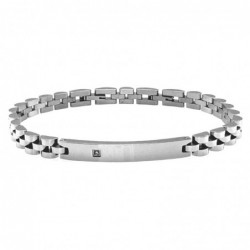bracciale uomo acciaio con piastra e strass
