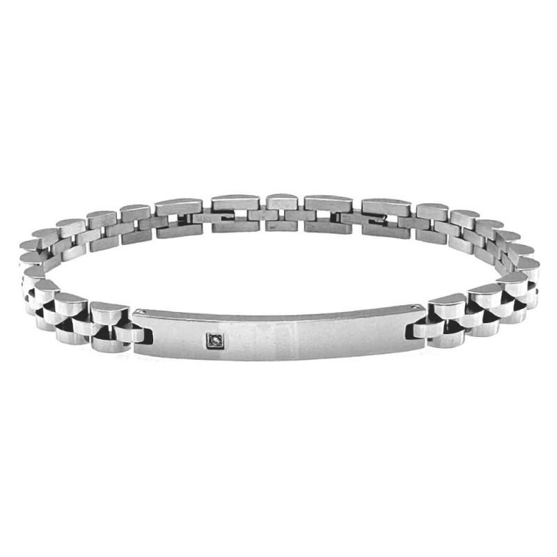 bracciale uomo acciaio con piastra e strass