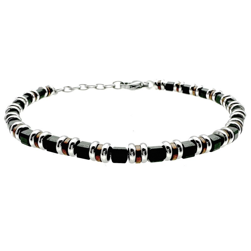 bracciale uomo acciaio con cilindri colorati