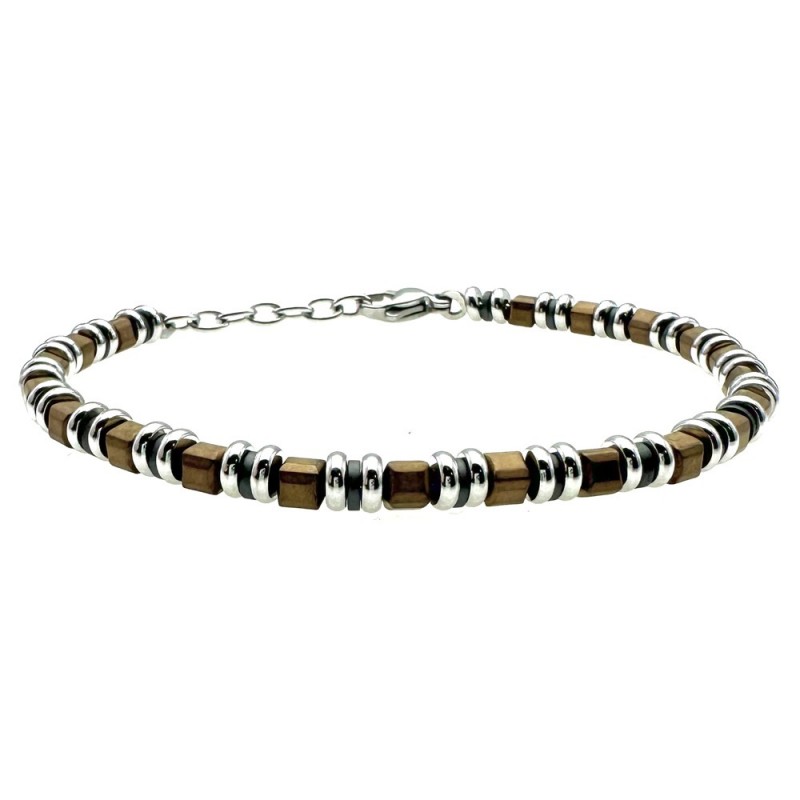 bracciale uomo acciaio con cilindri colorati