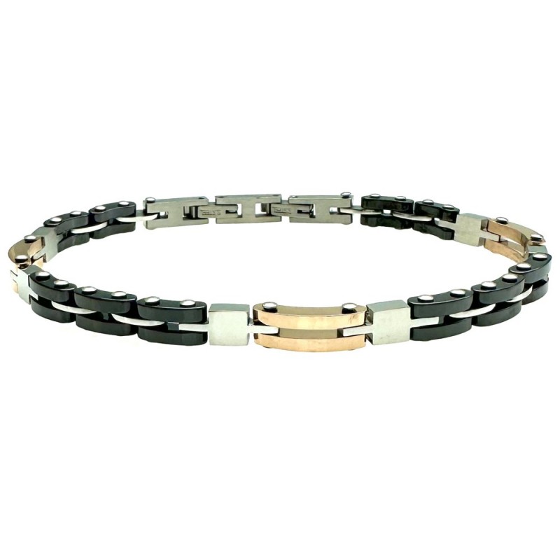 bracciale acciaio e ceramica uomo