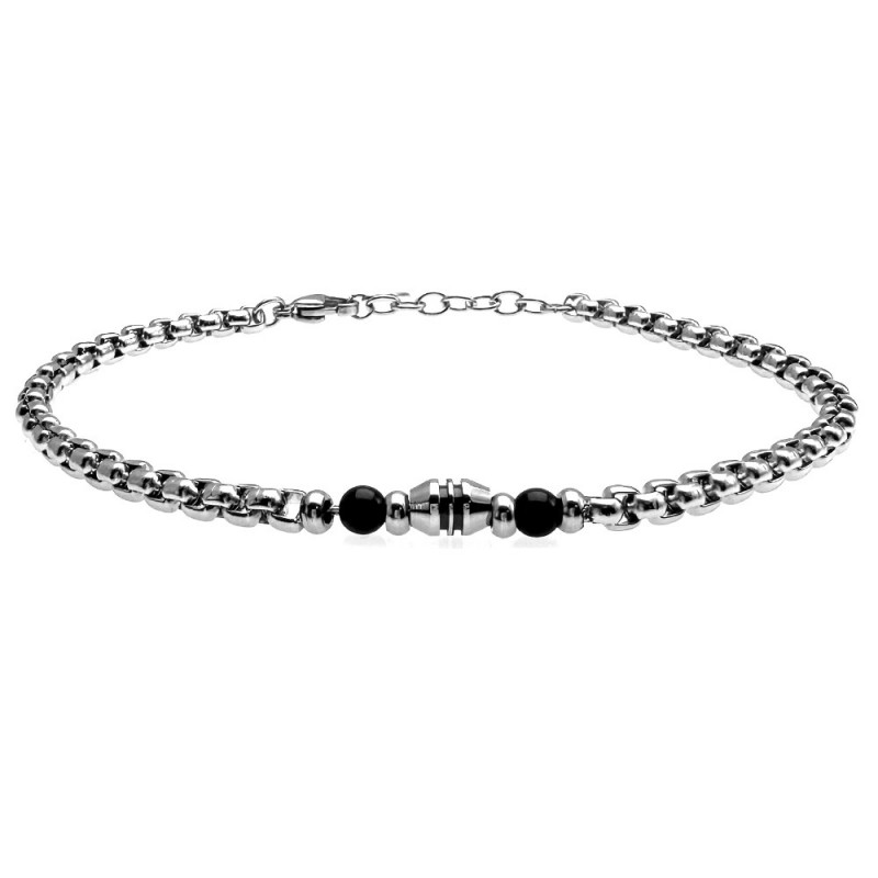 bracciale acciaio e pietre dure uomo