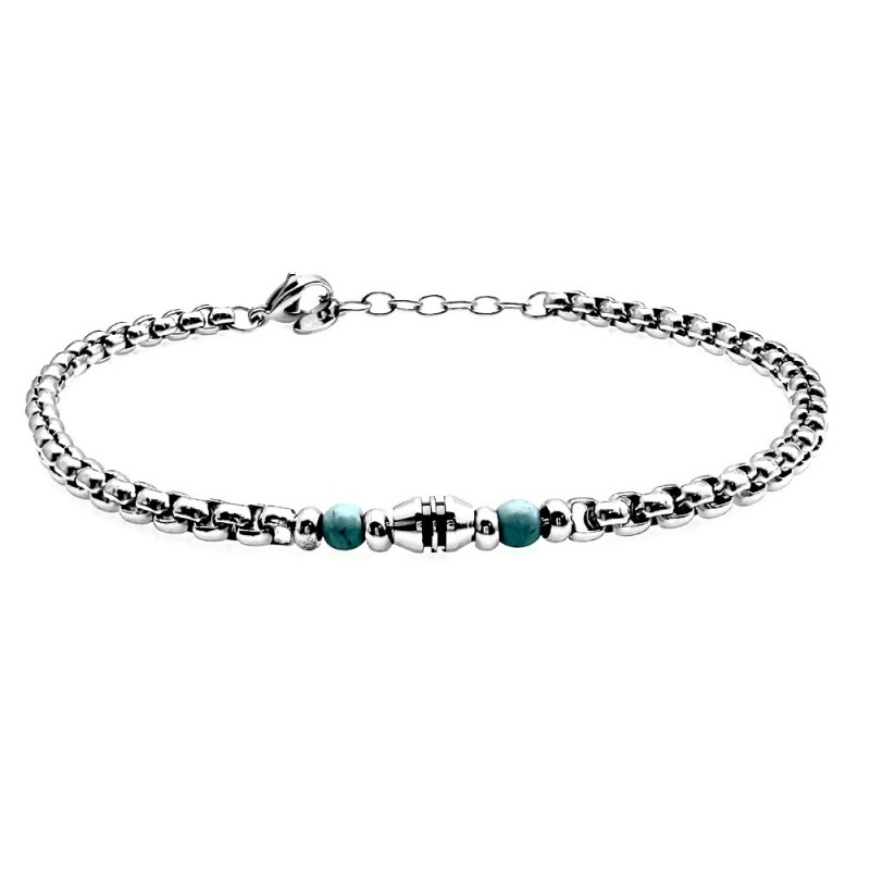 bracciale acciaio e pietre dure uomo