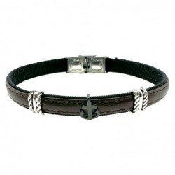 bracciale in pelle con ancora uomo
