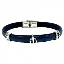 bracciale in pelle con ancora uomo