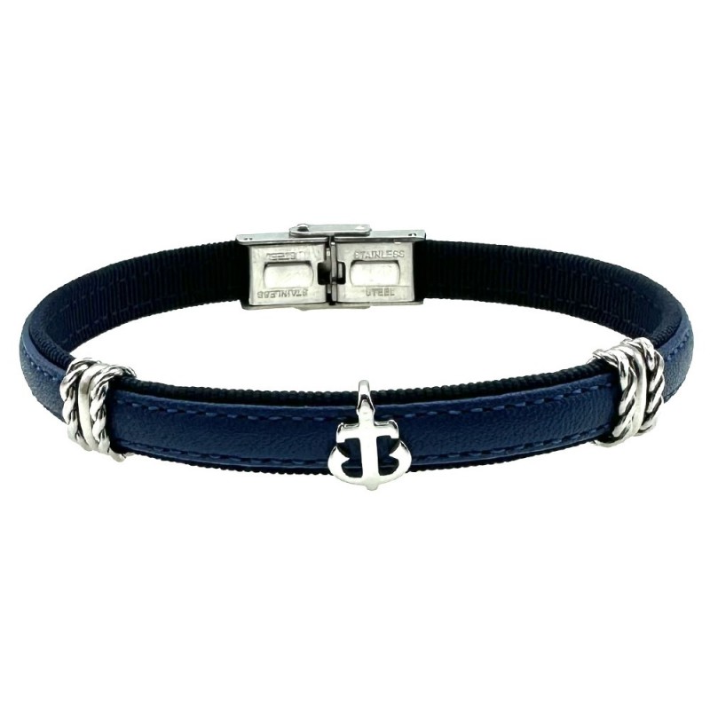 bracciale in pelle con ancora uomo