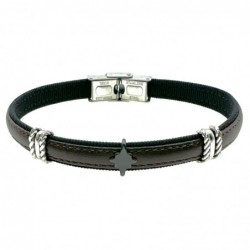 bracciale in pelle con rosa dei venti uomo