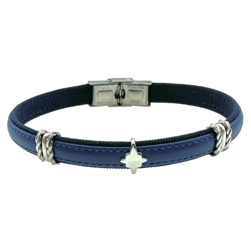 bracciale in pelle con rosa dei venti uomo