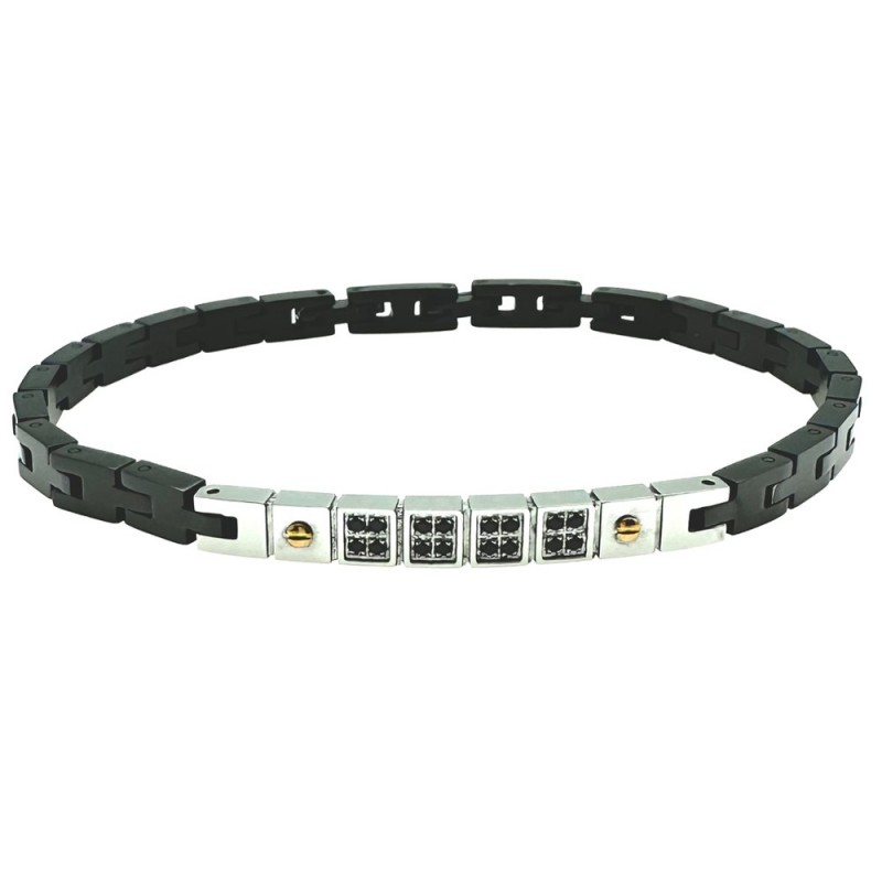 bracciale acciaio uomo piastra con strass