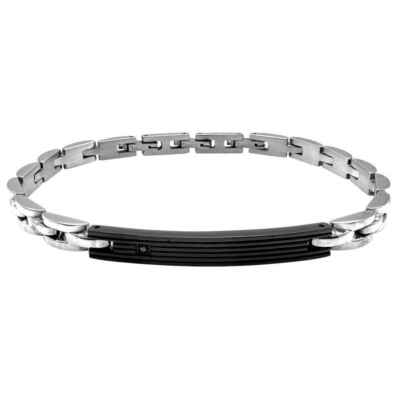 bracciale acciaio uomo piastra con strass