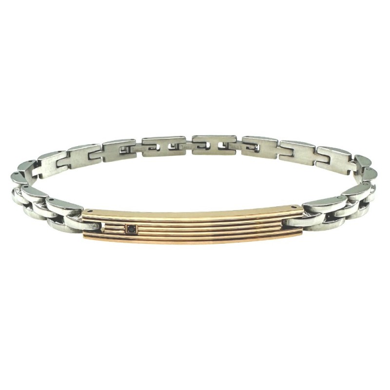 bracciale acciaio uomo piastra con strass