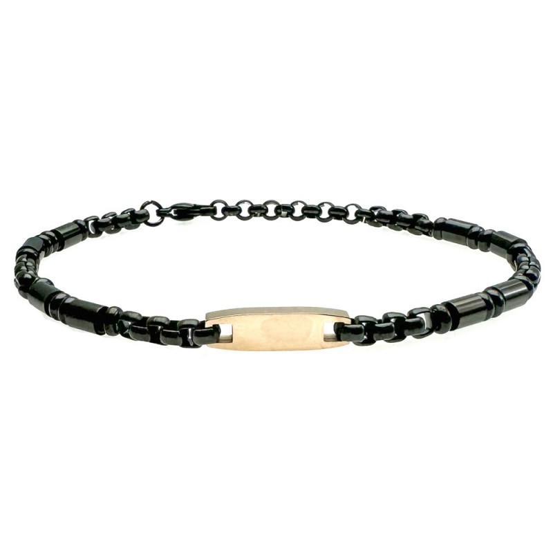 bracciale con piastrina uomo acciaio e catena tubolare