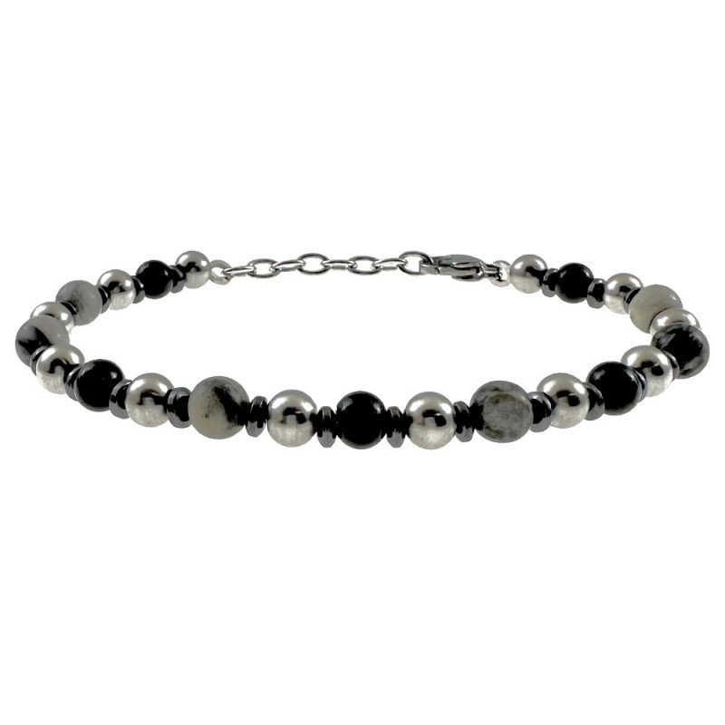 bracciale uomo acciaio e pietre dure