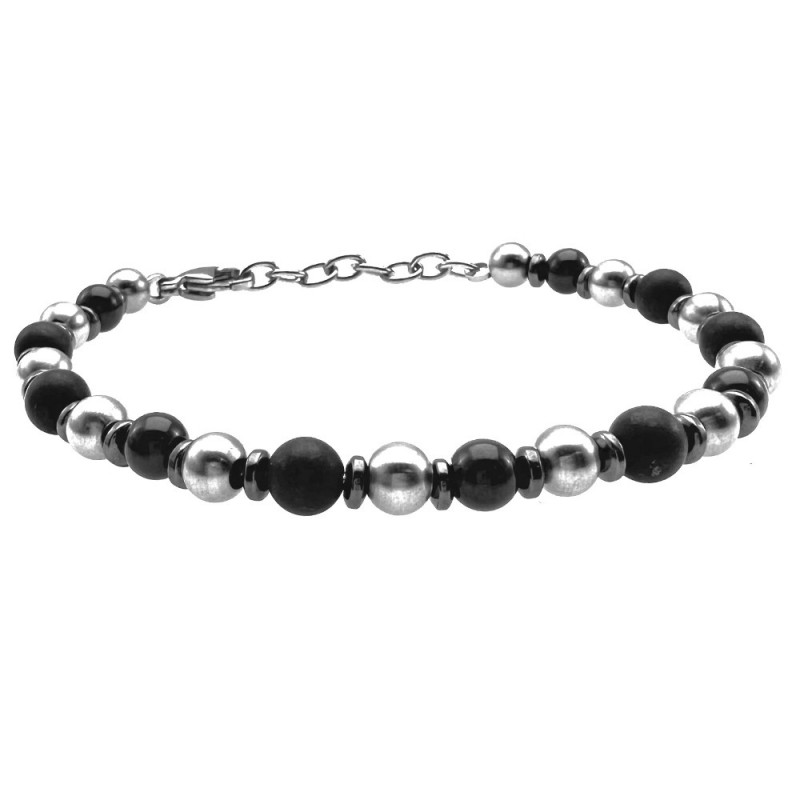 bracciale uomo acciaio e pietre dure