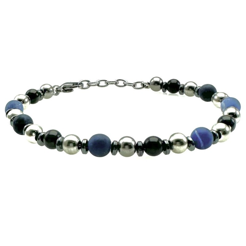 bracciale uomo acciaio e pietre dure
