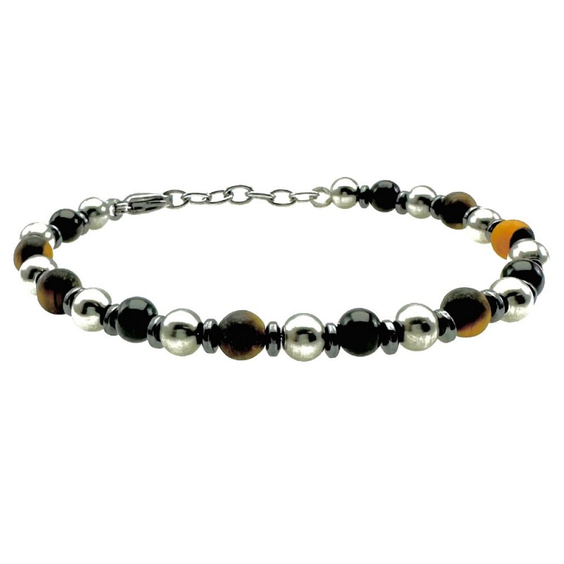 bracciale uomo acciaio e pietre dure