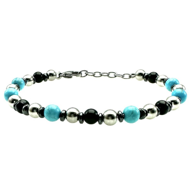 bracciale uomo acciaio e pietre dure