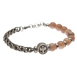 bracciale uomo con ancora in acciaio e pietre