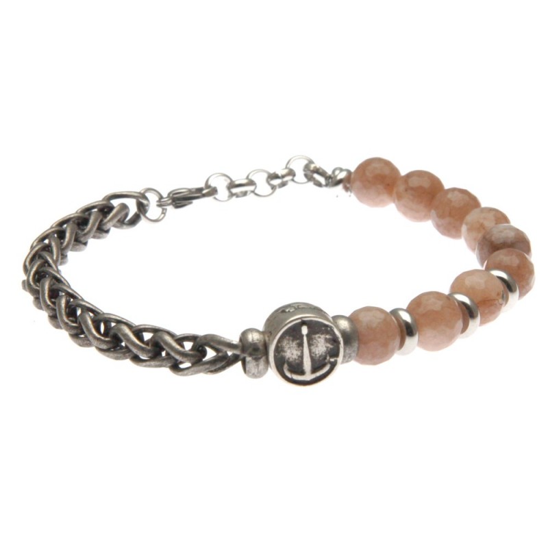bracciale uomo con ancora in acciaio e pietre