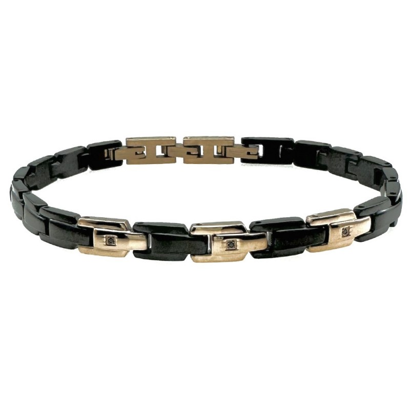 bracciale uomo in acciaio e strass