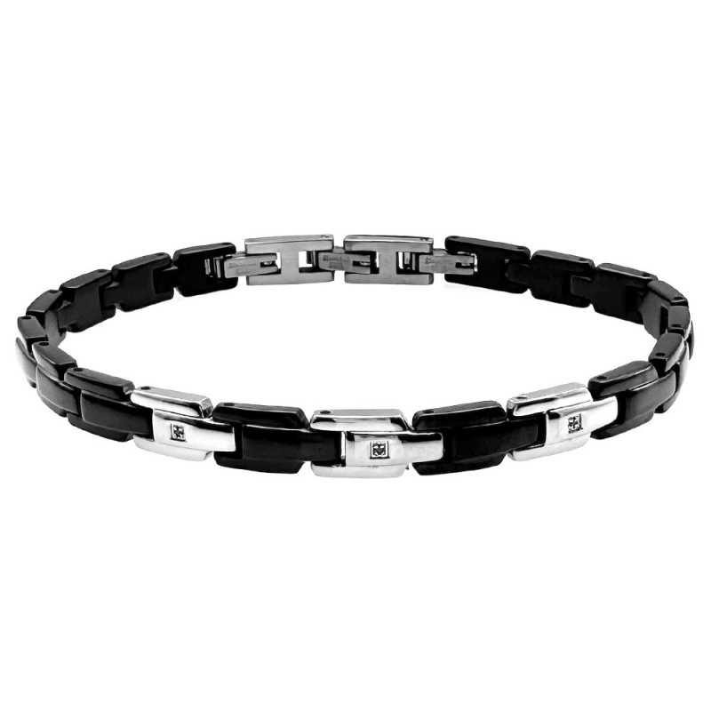 bracciale uomo in acciaio e strass