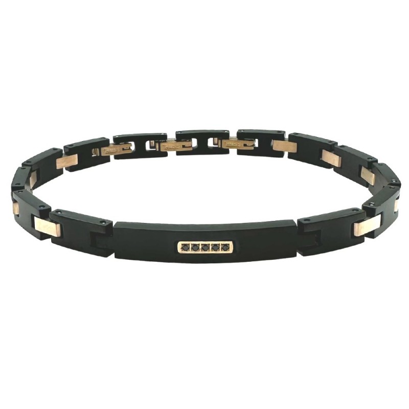 bracciale uomo in acciaio e piastra con strass