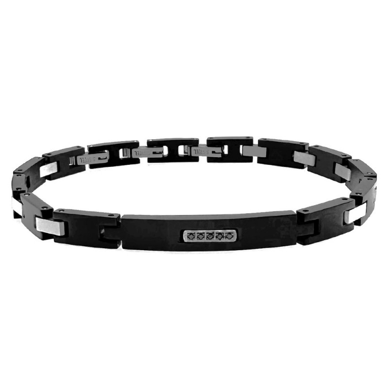 bracciale uomo in acciaio e piastra con strass