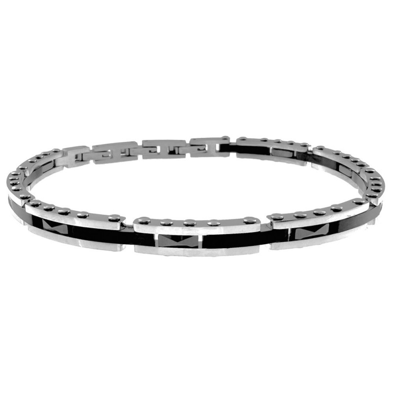bracciale uomo in acciaio ed elementi in ceramica