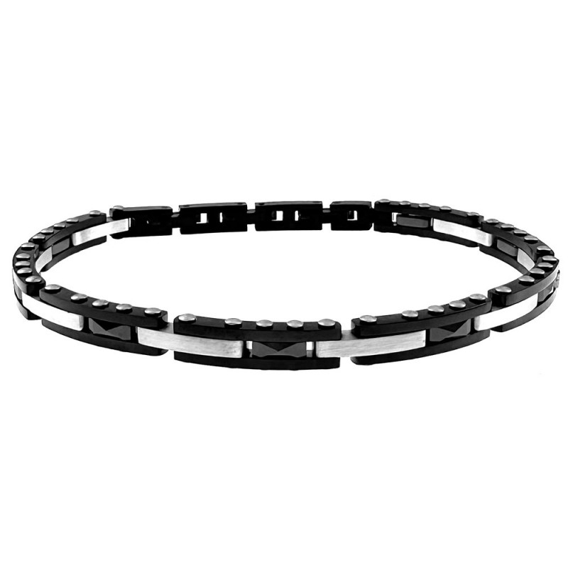 bracciale uomo in acciaio ed elementi in ceramica