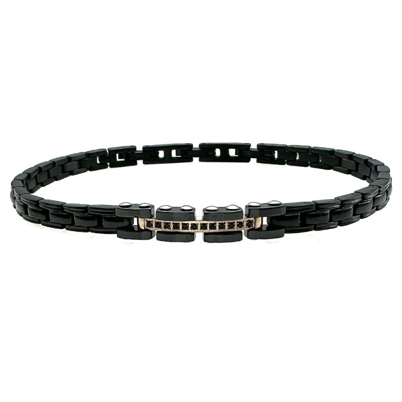 bracciale uomo in acciaio e piastra con strass