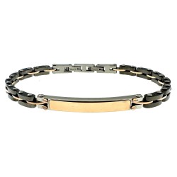 bracciale uomo acciaio e ceramica con piastra