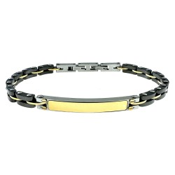 bracciale uomo acciaio e ceramica con piastra