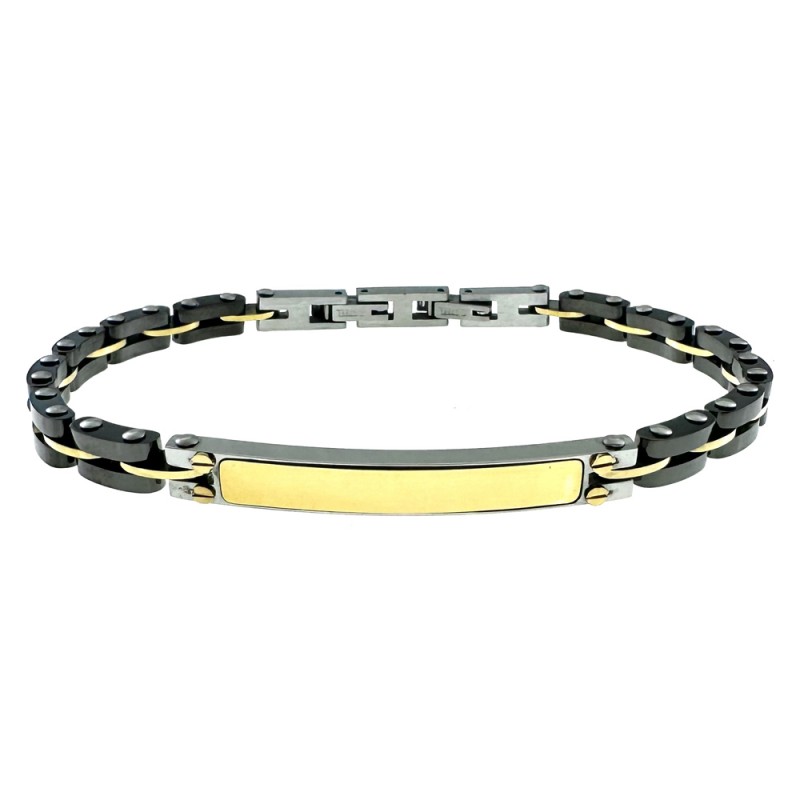 bracciale uomo acciaio e ceramica con piastra