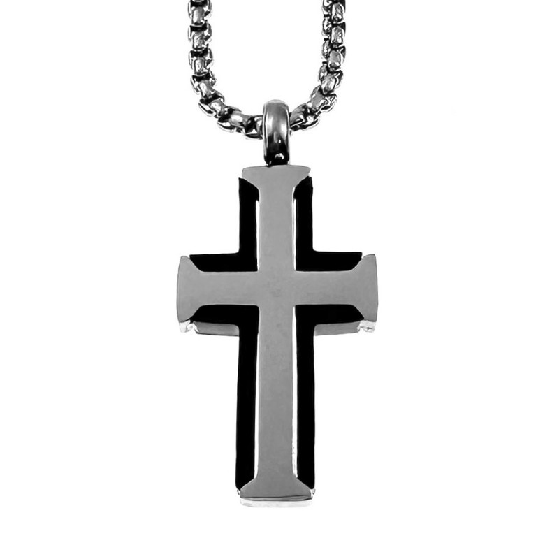 collana con croce uomo acciaio