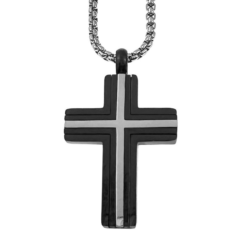 collana con croce uomo acciaio