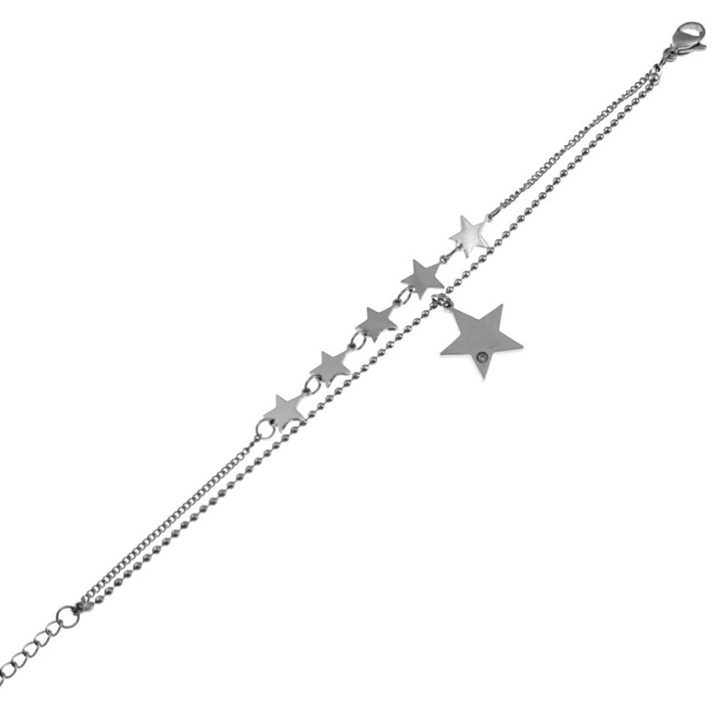 bracciale stelline donna acciaio e strass
