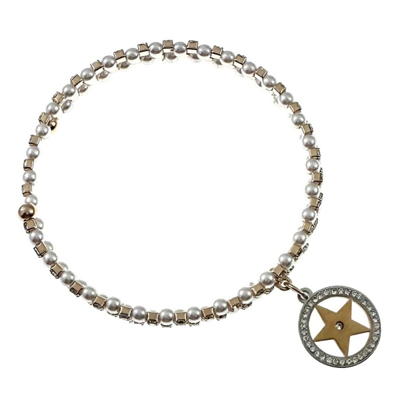 bracciale rigido donna stellina perle e strass