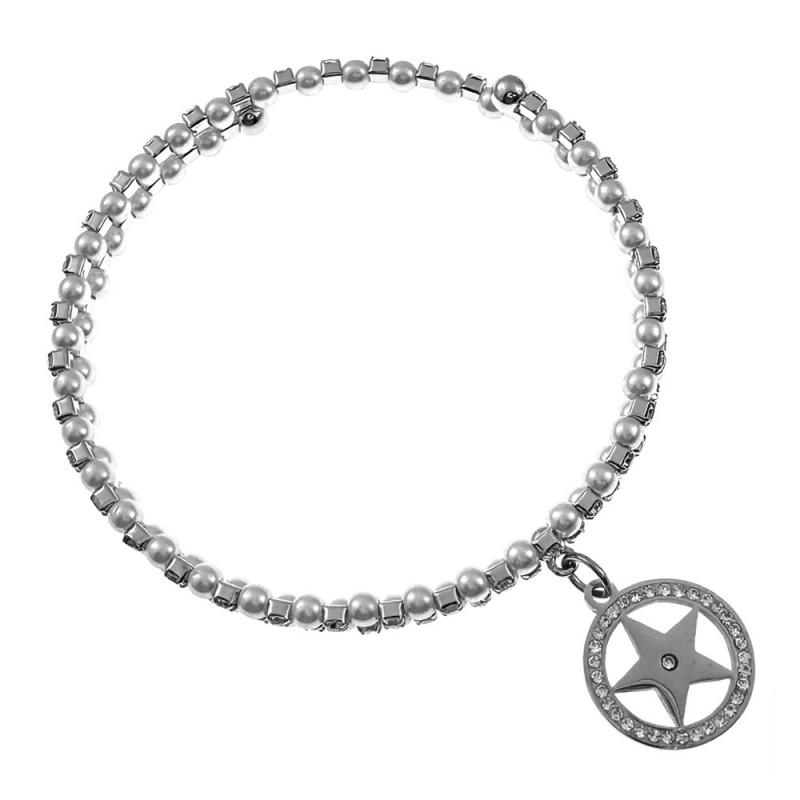 bracciale rigido donna stellina perle e strass