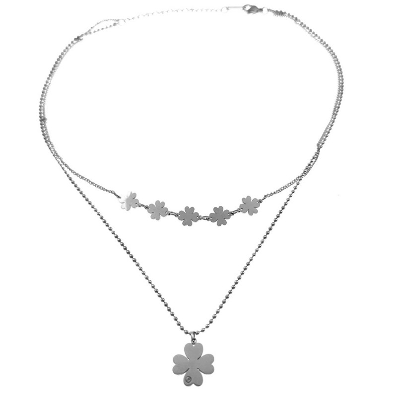collana quadrifogli donna acciaio