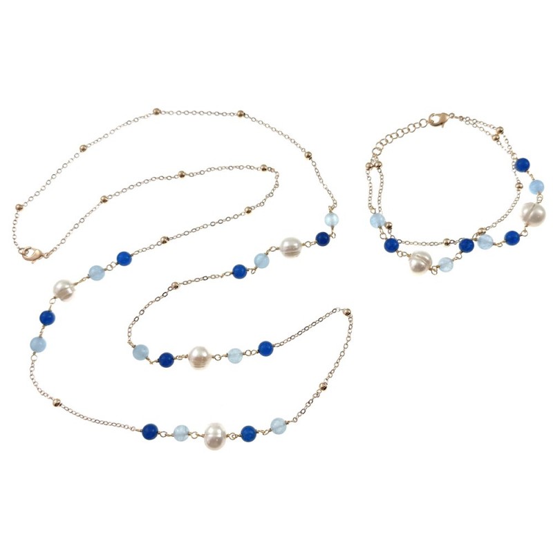 parure collana bracciale donna perle e pietre dure