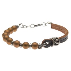 bracciale uomo pietre e pelle