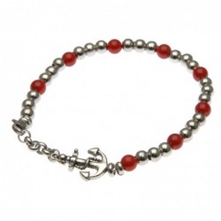 bracciale uomo con ancora pietre e acciaio