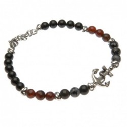 bracciale uomo con ancora pietre e acciaio