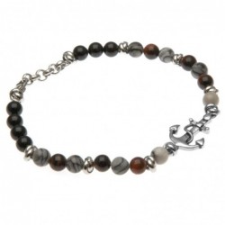 bracciale uomo con ancora pietre e acciaio