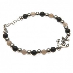 bracciale uomo con ancora pietre e acciaio