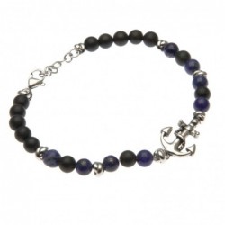 bracciale uomo con ancora pietre e acciaio