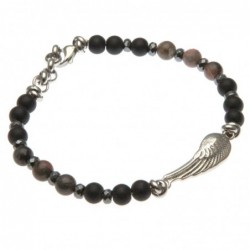 bracciale con ala d'angelo acciaio e pietre dure