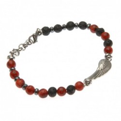bracciale con ala d'angelo acciaio e pietre dure