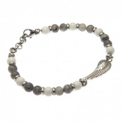 bracciale con ala d'angelo acciaio e pietre dure