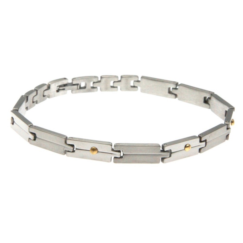 bracciale uomo imperniato in acciaio e oro